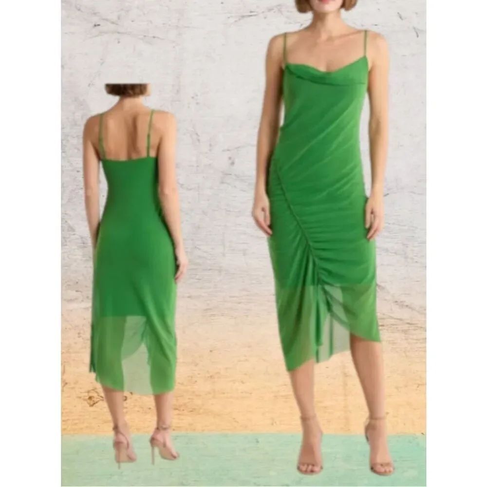 All Saints Ulla Ruched Mesh Midi Slip-dress NWT $198
